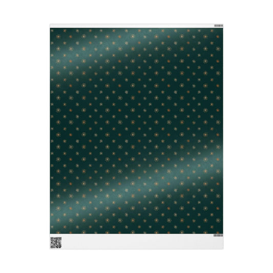 Vintage Christmas Green Gold Wrapping Paper Rolls- Christmas Gift Wrap Retro, Holiday Festive Gift Packaging, Festive Xmas Paper