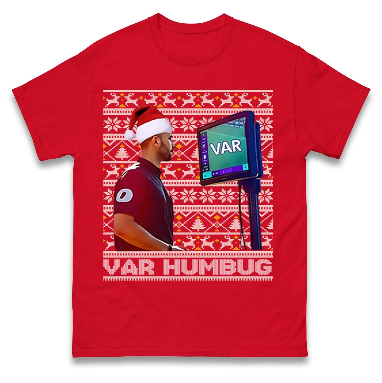 Funny VAR Humbug Christmas Jumper, Ugly Xmas Football Referee Hoodie, Spoof Soccer Fan T Shirt, Humorous Festive Gift Sweatshirt