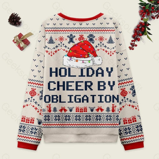 Holiday Cheer by Obligation Ugly Xmas Sweater, Funny Santa Green Ugly Christmas Sweater, Sarcastic Santa Pullover