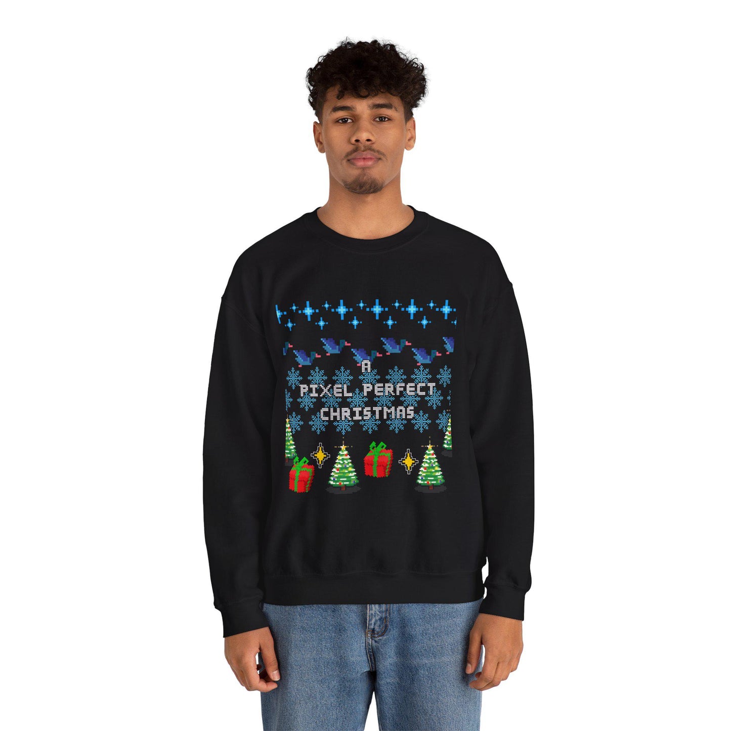 A Pixel Perfect Christmas Ugly Sweatshirt - Funny Holiday Pixel Art Crewneck for Designers, UX/UI & Tech Workers