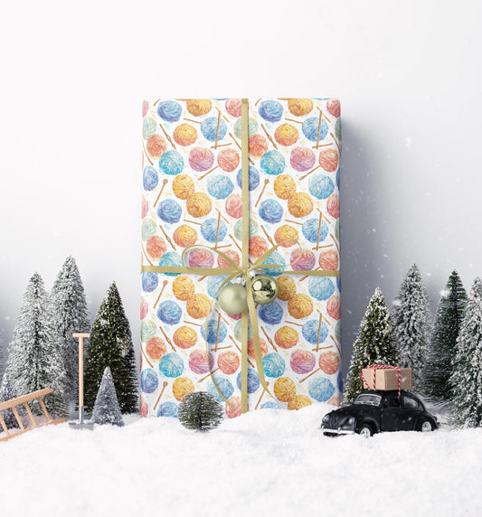 Yarn Ball Wrapping Paper Knitting Gift Wrap for Handmade Gifts Birthdays and Holiday Presents for Crafters #6