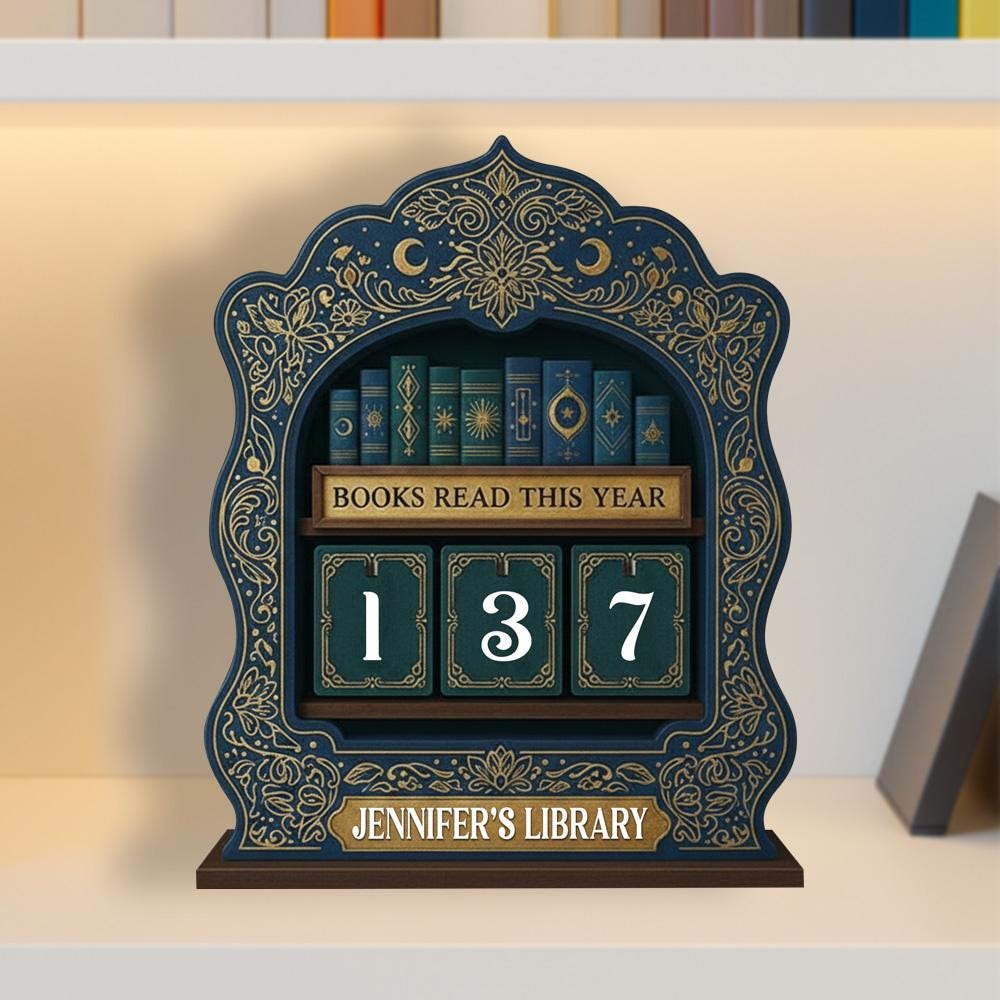 Personalized Book Lovers Decor, Library decor, Book counter sign, Reading Trackers, Books read year