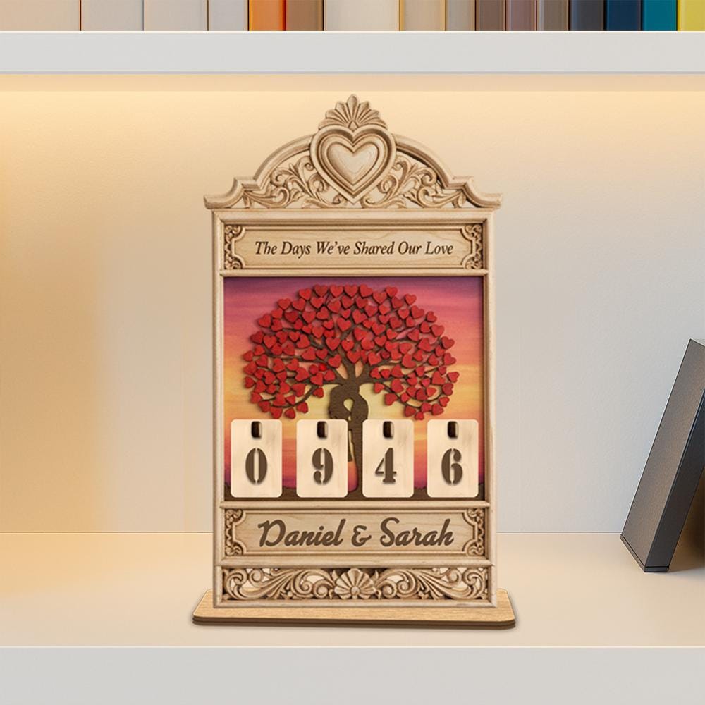 Personalized Love Days Wooden Counter, Anniversary Gift