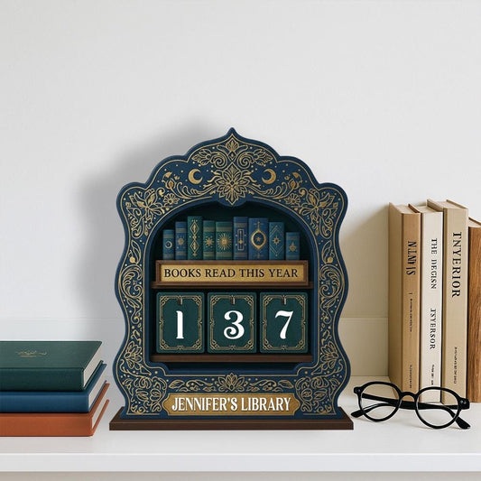 Personalized Book Lovers Decor, Library decor, Book counter sign, Reading Trackers, Books read year