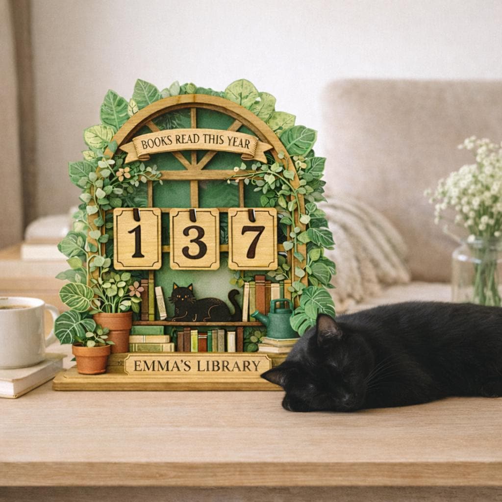 Personalized Wooden Book Tracker Sign, Reading Counter Decor