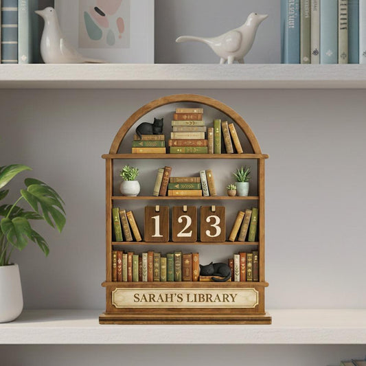 Personalized Wooden Book Tracker, Reading Counter, Library Decor