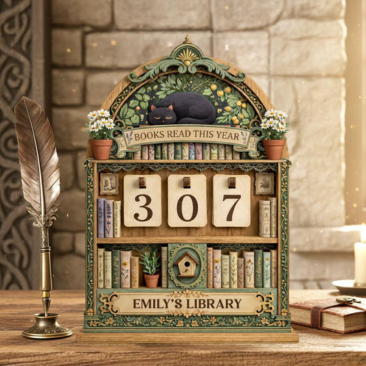 Vintage Wooden Book Tracker Sign, Personalized Reading Counter, Books Read This Year Decor, Custom Library Gift for Book Lovers