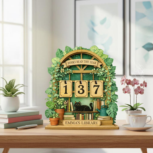 Personalized Wooden Book Tracker Sign, Reading Counter Decor