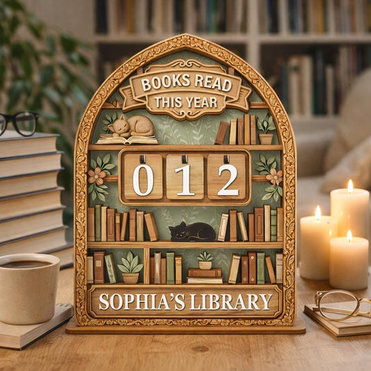 Personalized Books Read This Year Sign, Wooden Book Tracker, Custom Library Decor