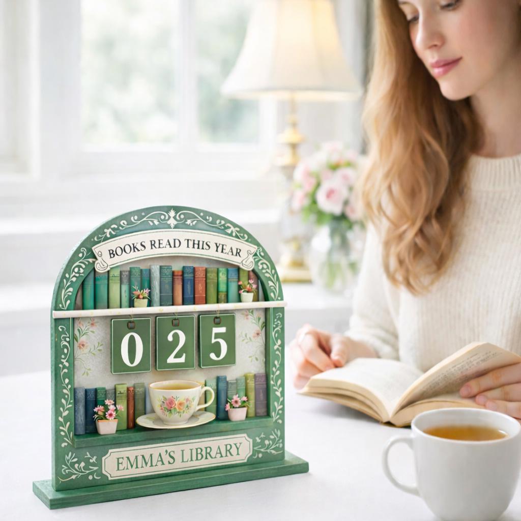 Personalized Reading Tracker Bookshelf, Books Read This Year Sign, Custom Book Counter, Book Lover Gift, Reader Decor