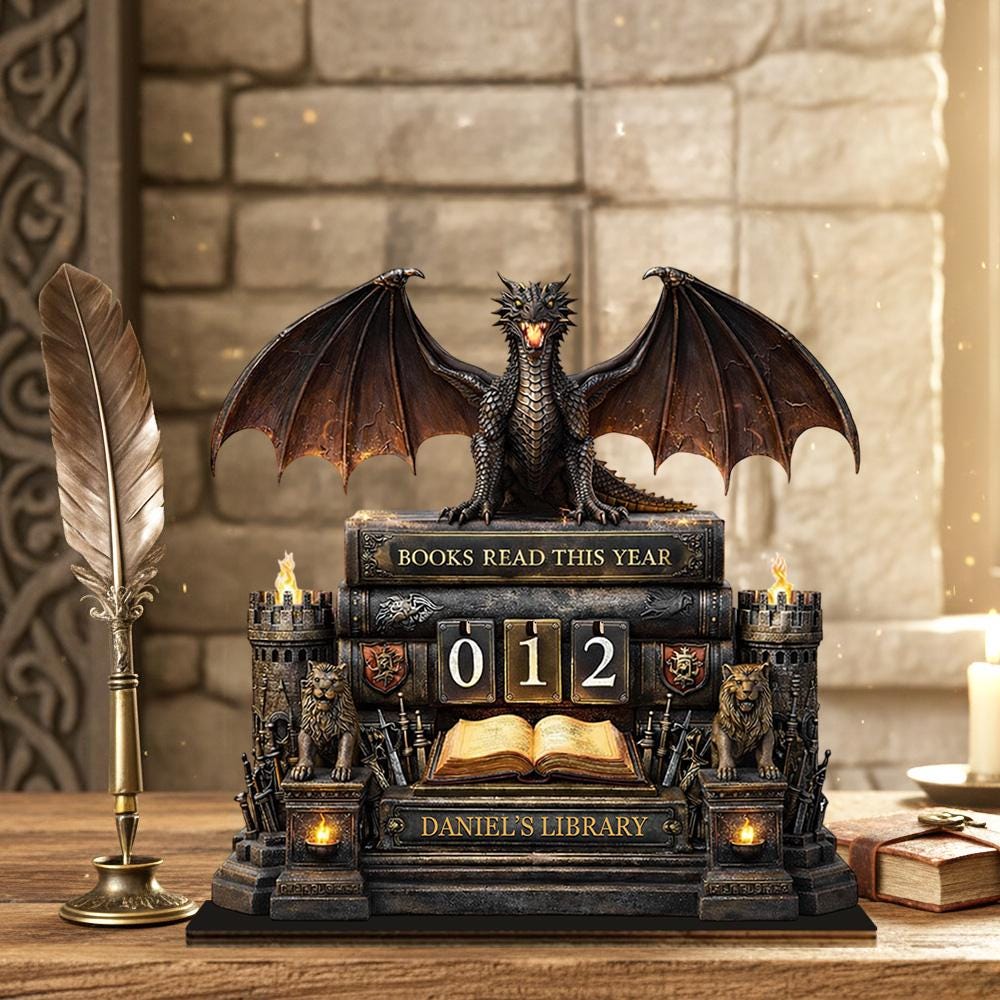 Dragon Book Tracker, Fantasy Books Read This Year, Personalized Reading Tracker, Dragon Library Decor, Gift for Book Lover