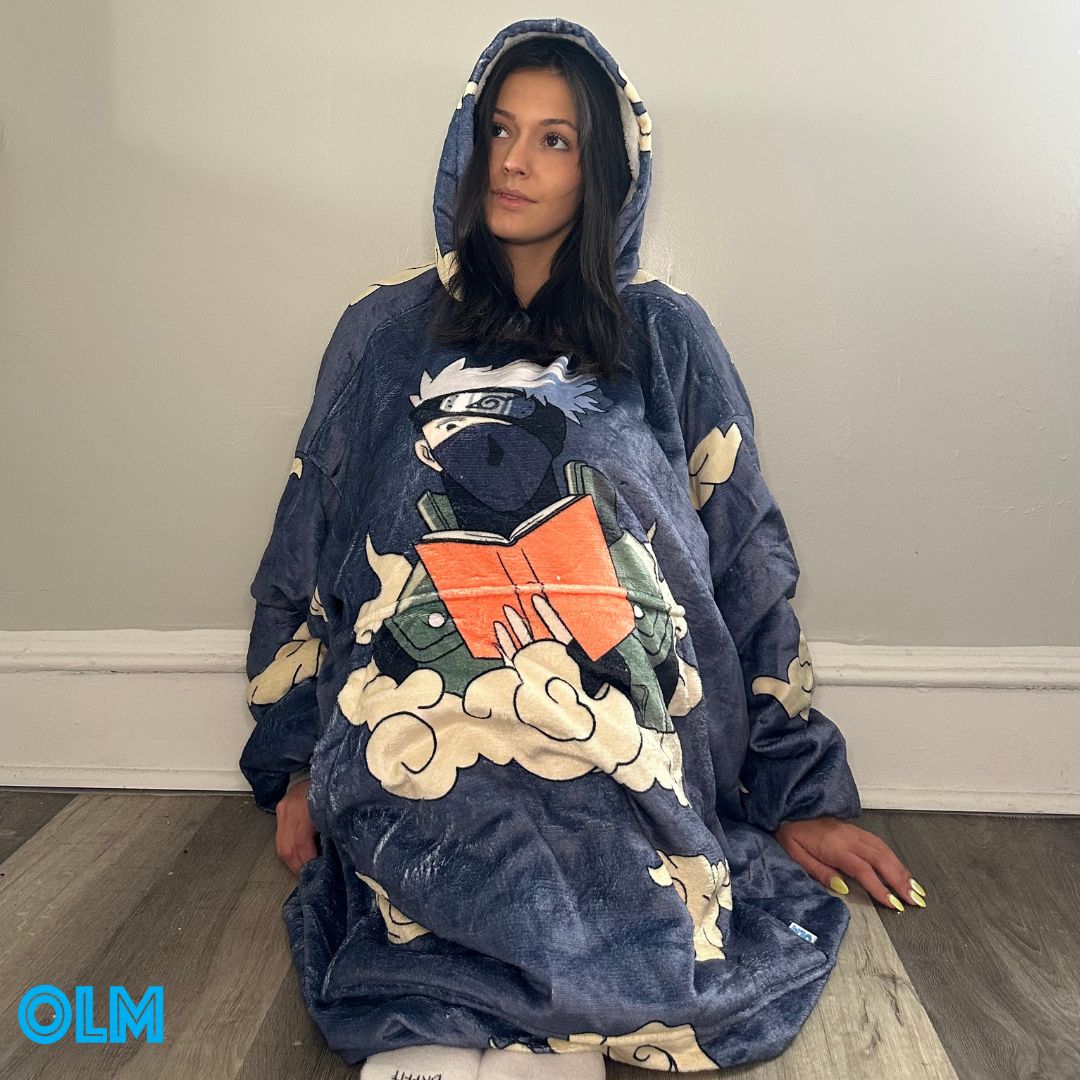 Kakashi Hatake Oversized wearable Blanket Hoodie – Ultra-Soft Sherpa for unisex Adults & Kids
