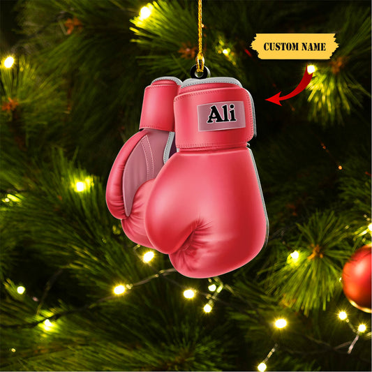 Personalized Boxing Glove Acrylic Christmas Ornament - Housewarming Gift, Sports Lover, Ornament Decoration, Ornament For Gift, Ornament Christmas