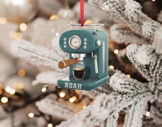 Personalized Coffee Machine Ornament Coffee Tool Flat Printed Ornament Coffee, Ornament Decoration, Ornament For Gift, Ornament Christmas