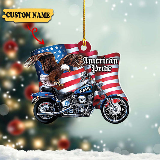 Personalized Flag Motorcycle Ornament - Christmas acrylic Ornament, Ornament Decoration, Ornament For Gift, Ornament Christmas