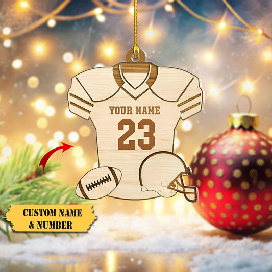Personalized Football Rugby Lovers Custom Wood Ornament, Ornament Decoration, Ornament For Gift, Ornament Christmas