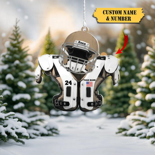 Personalized Helmet & Shoulder Pad Flat Acrylic Ornament, Gift For Football Player, American Football Christmas ornament, Ornament Decoration, Ornament For Gift, Ornament Christmas