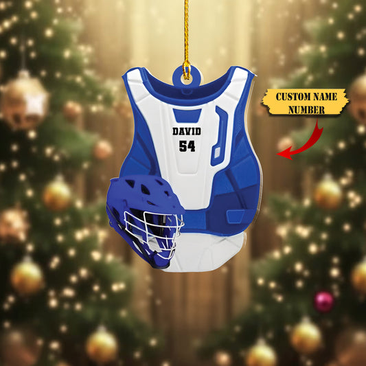 Personalized Lacrosse Uniform And Helmet Flat Acrylic Ornament - Gift For Lacrosse Players 1, Ornament Decoration, Ornament For Gift, Ornament Christmas