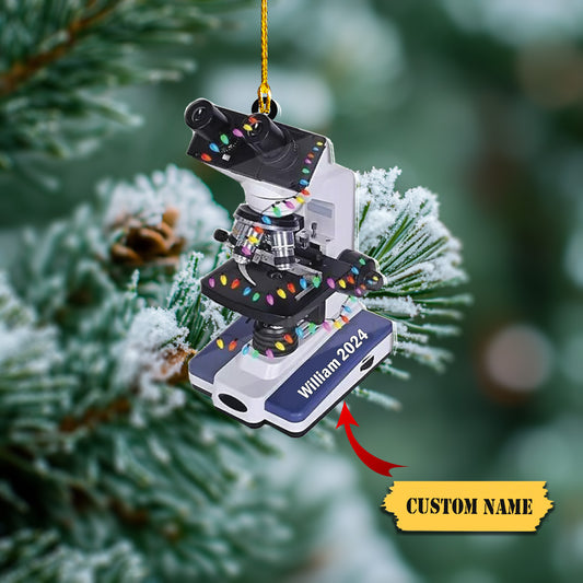 Personalized Medical Microscope Christmas Ornament 2D Flat Acrylic Orrnament, Ornament Decoration, Ornament For Gift, Ornament Christmas