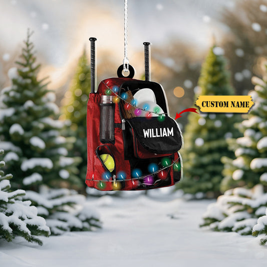 Personalized Softball Ornament Christmas Tree Decoration Custom Softball Christmas Ornament 2D Shape Flat Softball 5445, Ornament Decoration, Ornament For Gift, Ornament Christmas