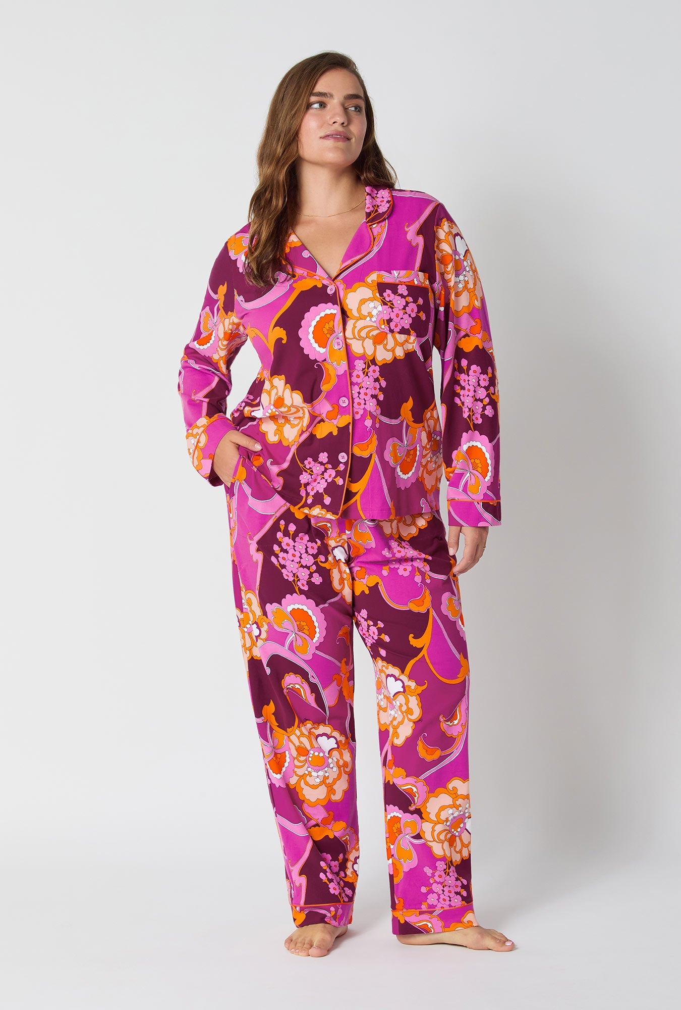 BedHead X Trina Turk Apache Plume Long Sleeve Classic Stretch Jersey Pj Set
