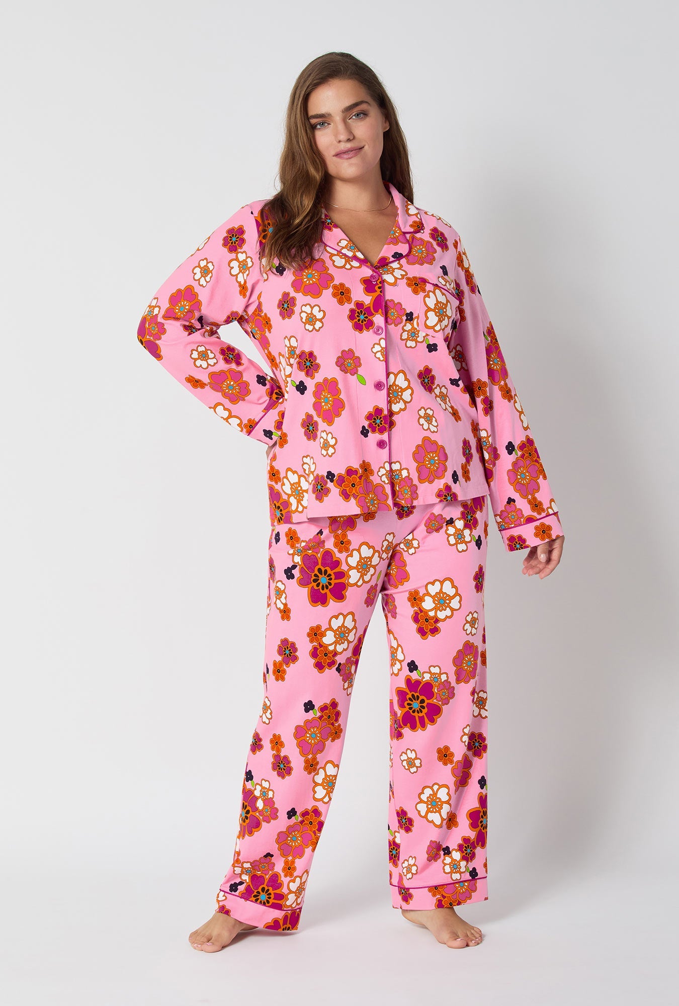 BedHead x Trina Turk Resort Floral Long Sleeve Classic Stretch Jersey Pj Set
