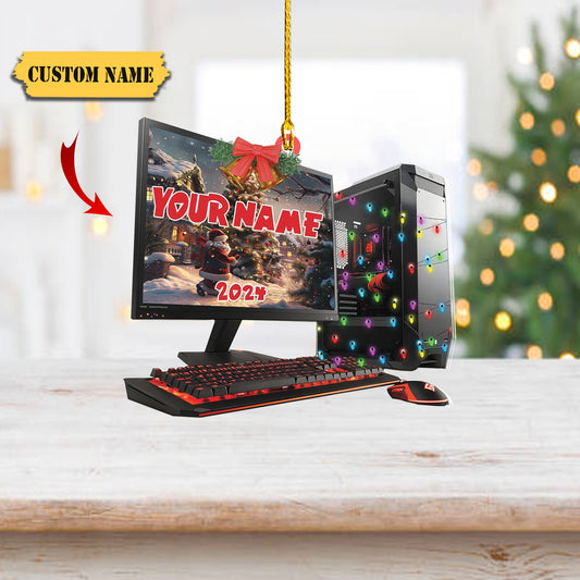 Podagree Personalized Name PC Computer Ornament Christmas, Shape Flat Christmas Ornament for Gamer, Gaming Gamer Christmas Ornament Gift for Boys3434, Ornament Decoration, Ornament For Gift, Ornament Christmas