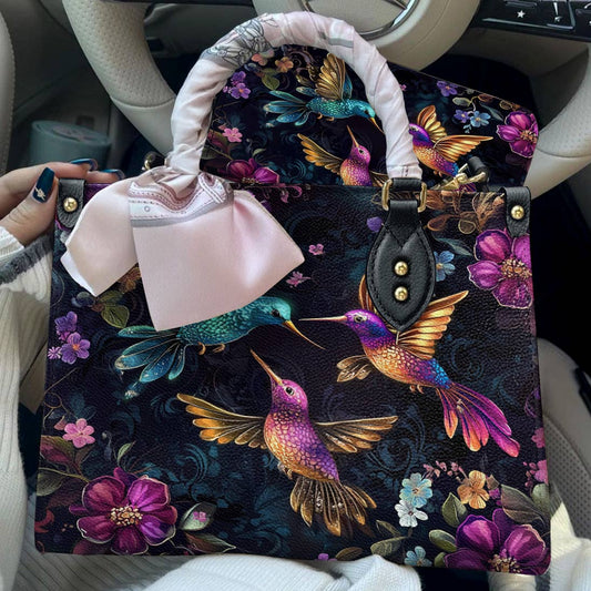 Hummingbird Leather Bag Twilight Blooms
