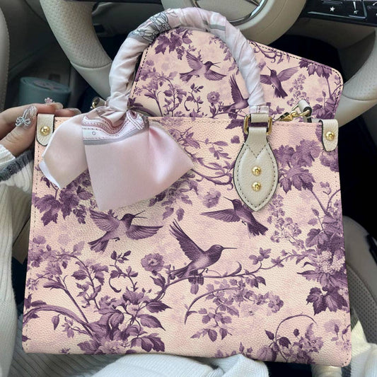 Hummingbird Leather Bag Garden Serenade