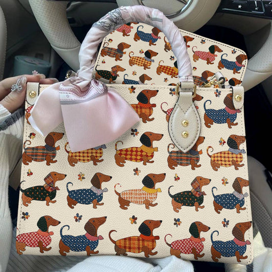 Dachshund Leather Bag Joyful