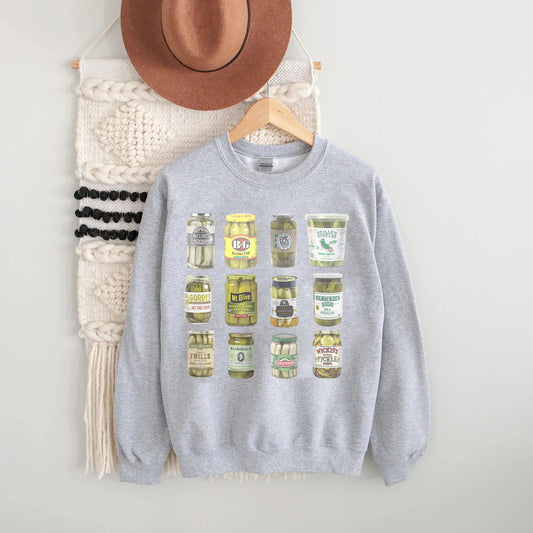 Vintage Canned Pickles Sweatshirt,Canning Season Sweatshirt,Pickle Lovers Sweater,Homemade Pickles Sweater,Pickle Jar Crewneck Sweatshirt