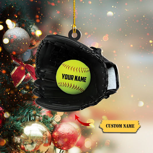 Softball Gloves - girls softball ornaments, Ornament Custom, Ornament Decoration, Ornament For Gift, Ornament Christmas