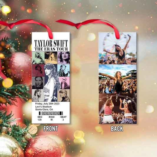 Personalized Era's Tour Commemorative Ticket Transparent Ornament, Custom Taylor Eras Tour Ornament, Tour Souvenir Gift, Christmas Ornament