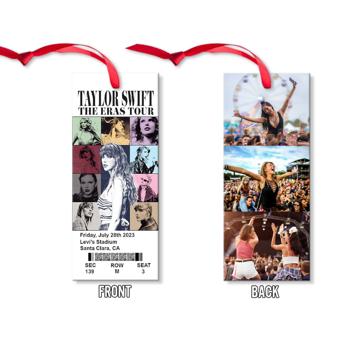 Personalized Era's Tour Commemorative Ticket Transparent Ornament, Custom Taylor Eras Tour Ornament, Tour Souvenir Gift, Christmas Ornament