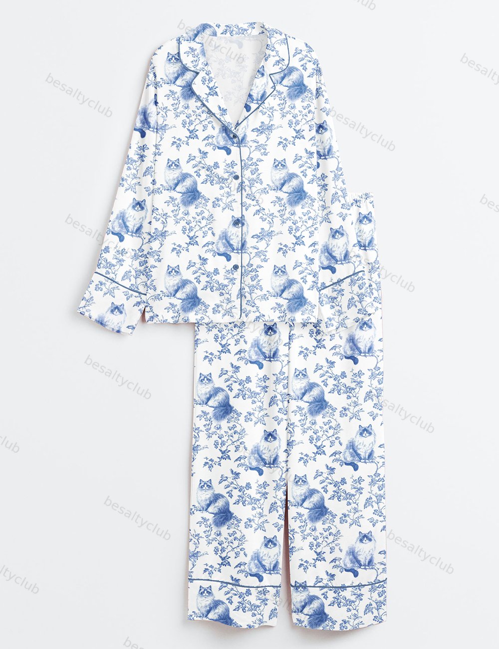 Ragdoll Cat Long Sleeve Satin Pajama Set