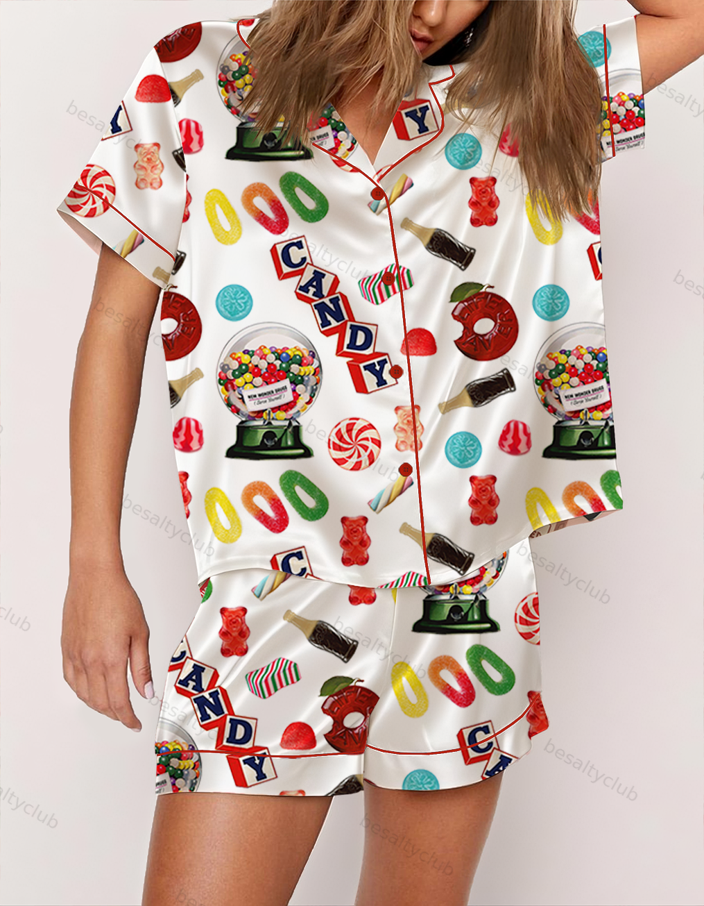 Vintage Candy Shop Satin Pajama Set