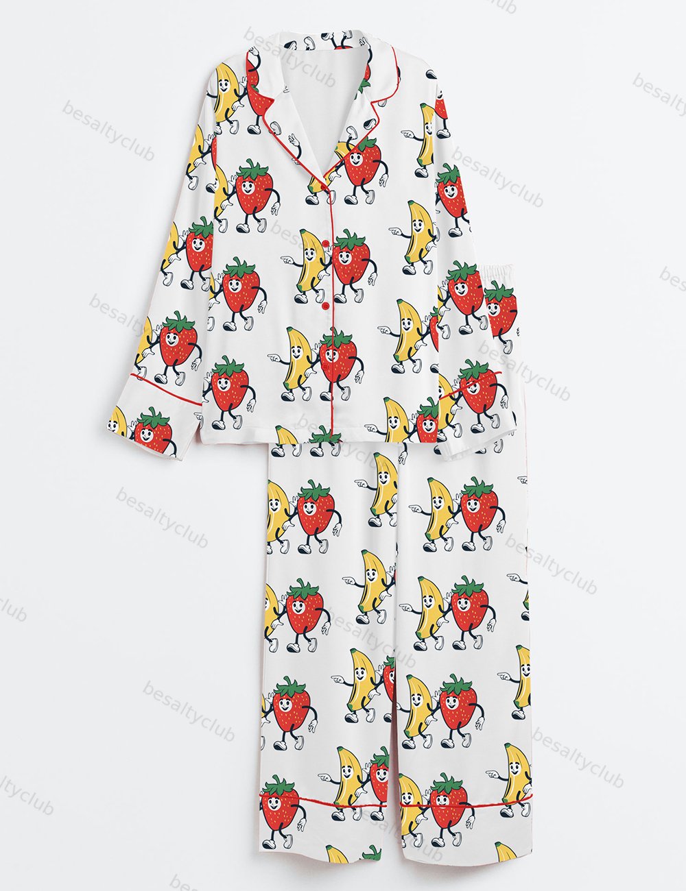Pride Month Support Your Fruity Friends LGBTQ Long Sleeve Satin Pajama Set