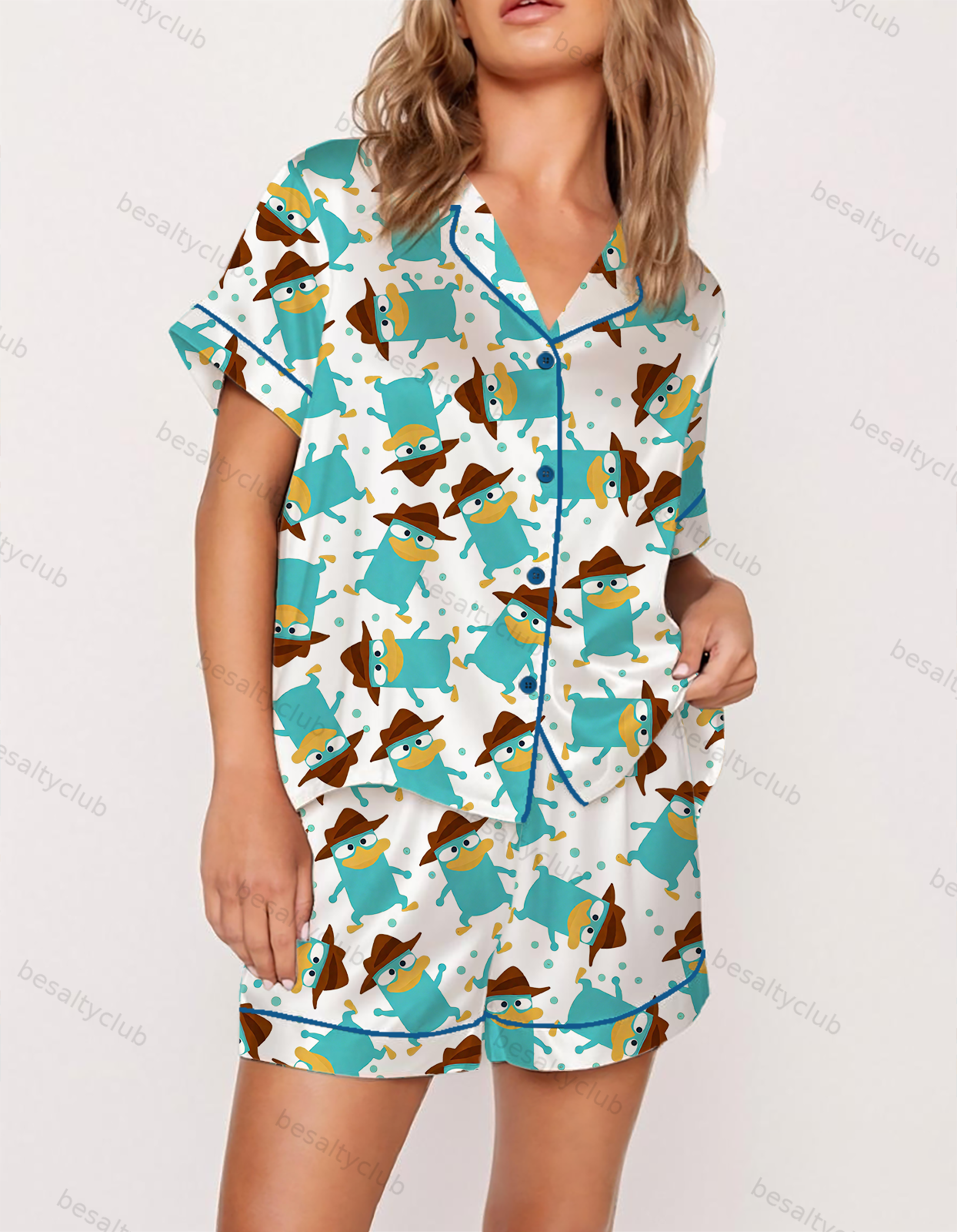 Cool Cowboy Platypus Satin Pajama Set
