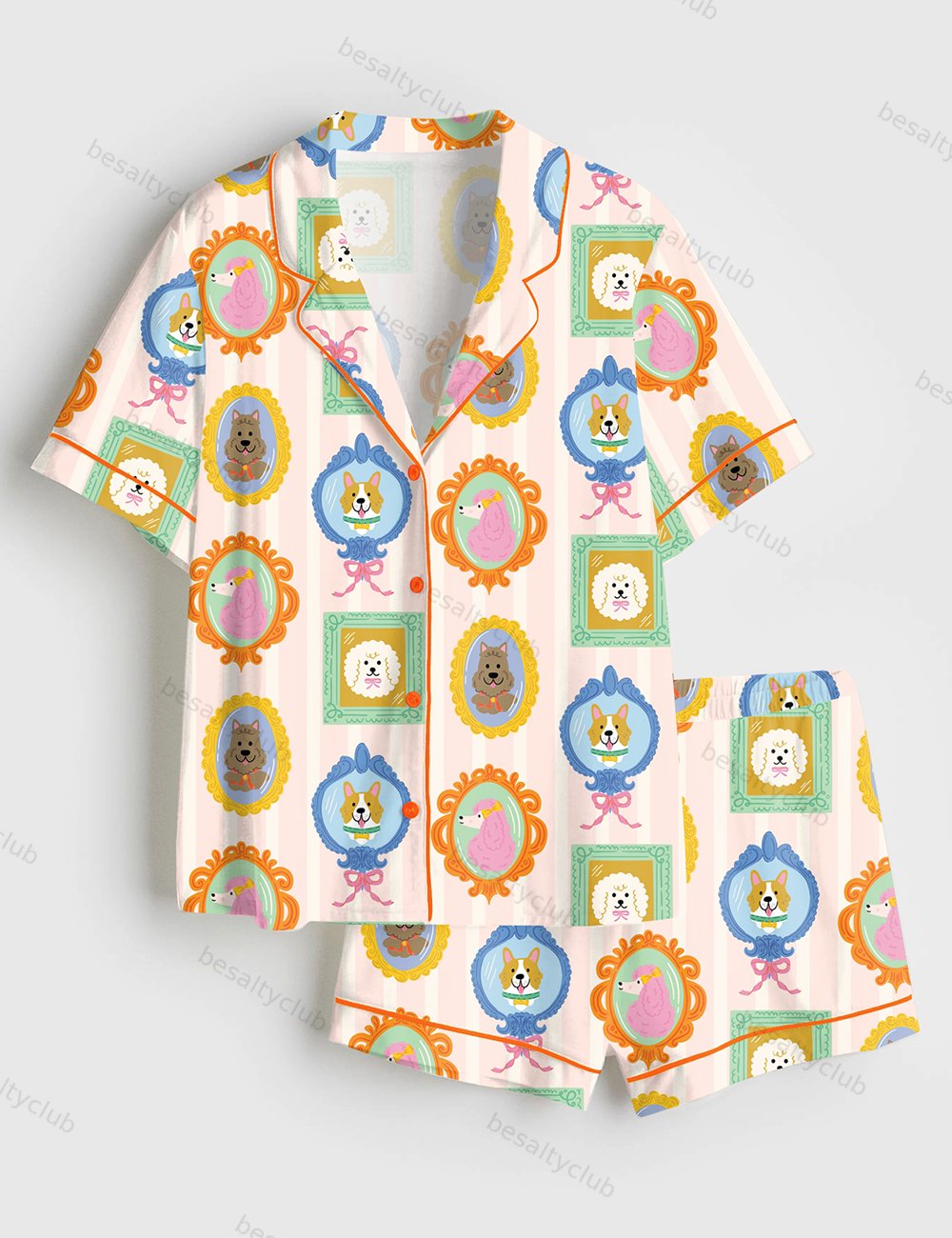 Dog Lover Short Sleeve Satin Pajama Set