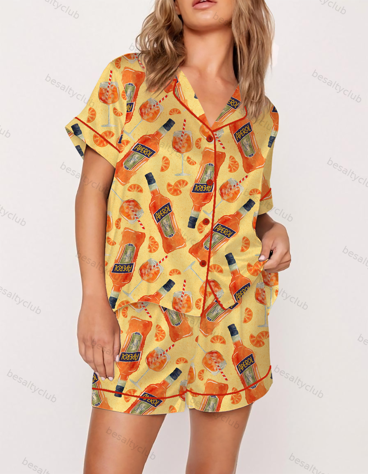 Summer Spritz Hand Drawn Satin Pajama Set