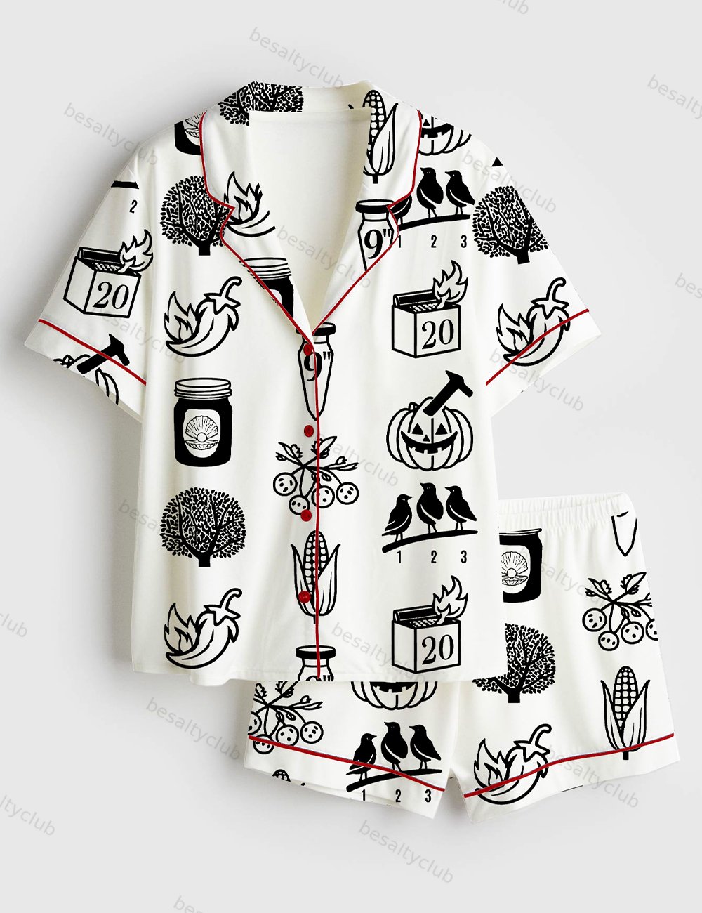 90s Rock Icons Grunge Style Retro Music Rock Band Print Short Sleeve Satin Pajama Set