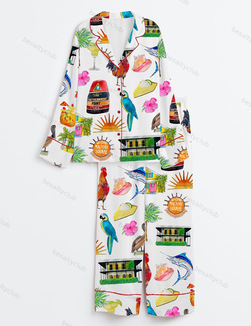 Key West Florida Travel Long Sleeve Satin Pajama Set