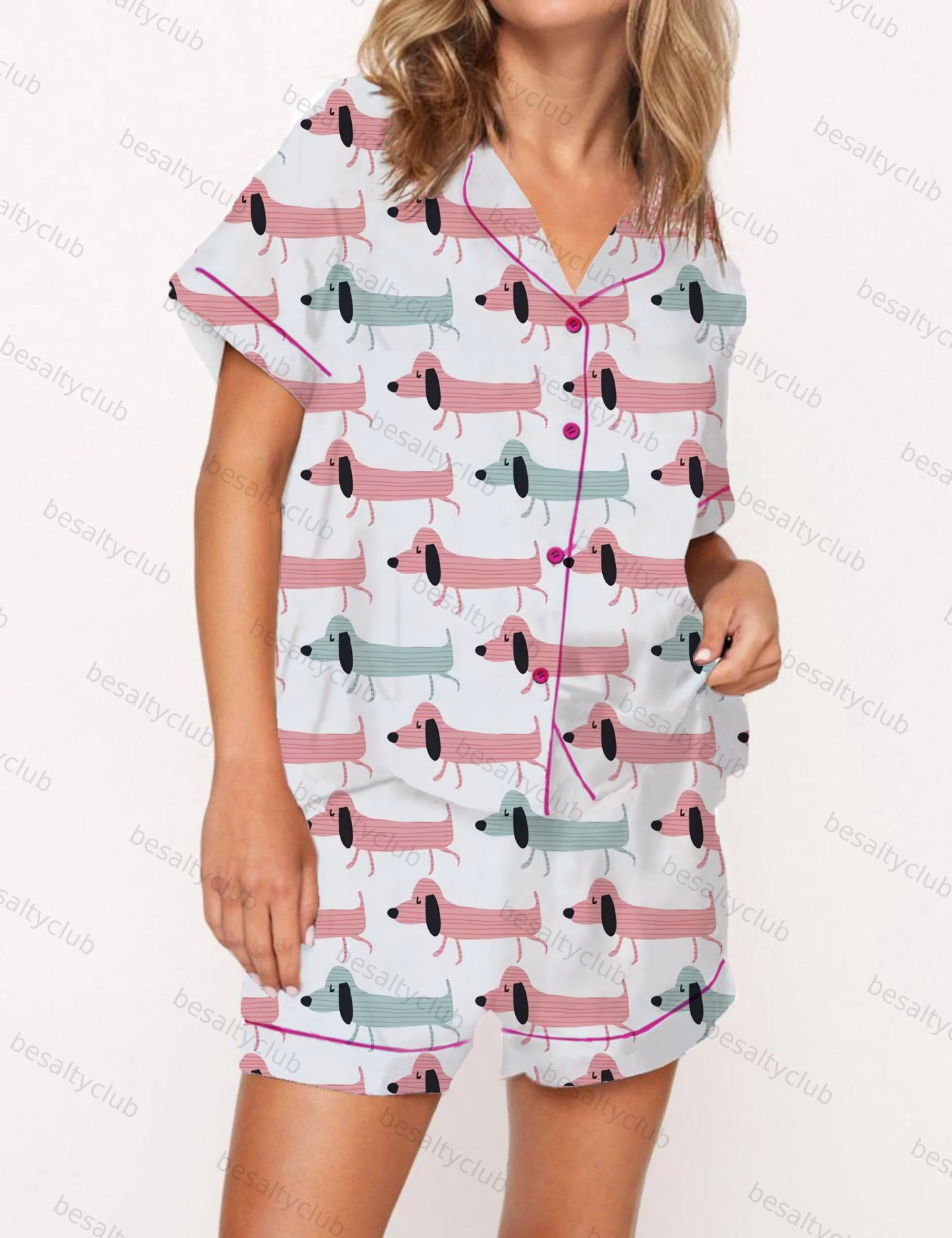 Dachshund Satin Pajama Short Set