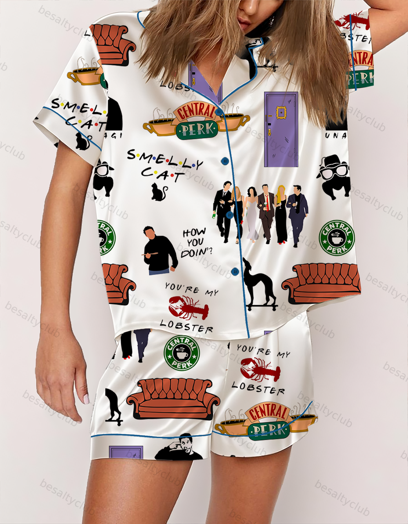 Friends Funny Comedy Satin Pajama Set