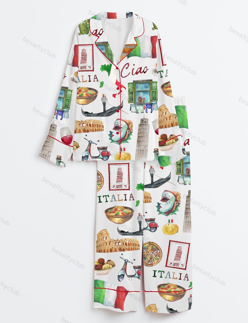 Rome Italy Travel Jubilee Long Sleeve Satin Pajama Set