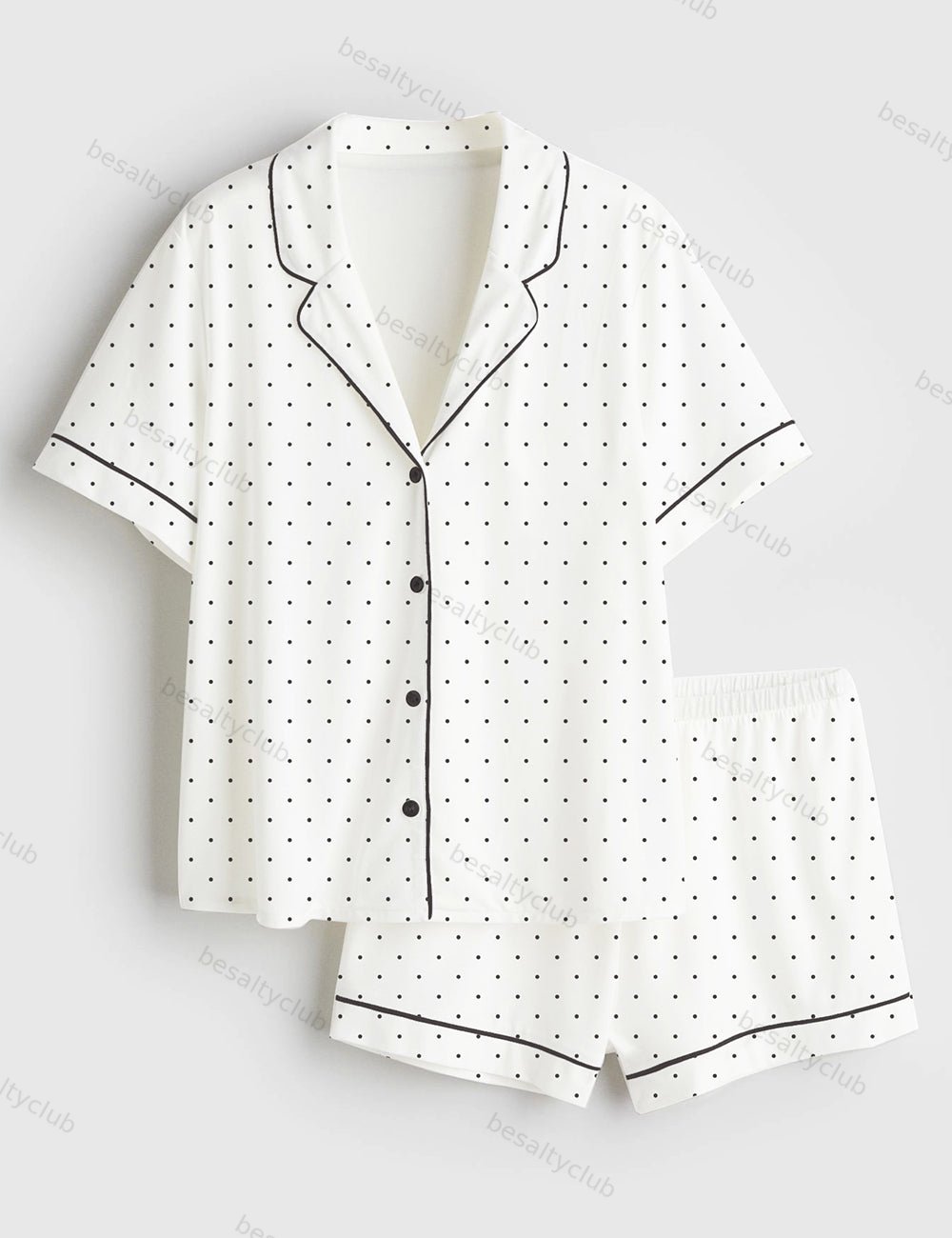 Polka Dot Short Sleeve Satin Pajama Set
