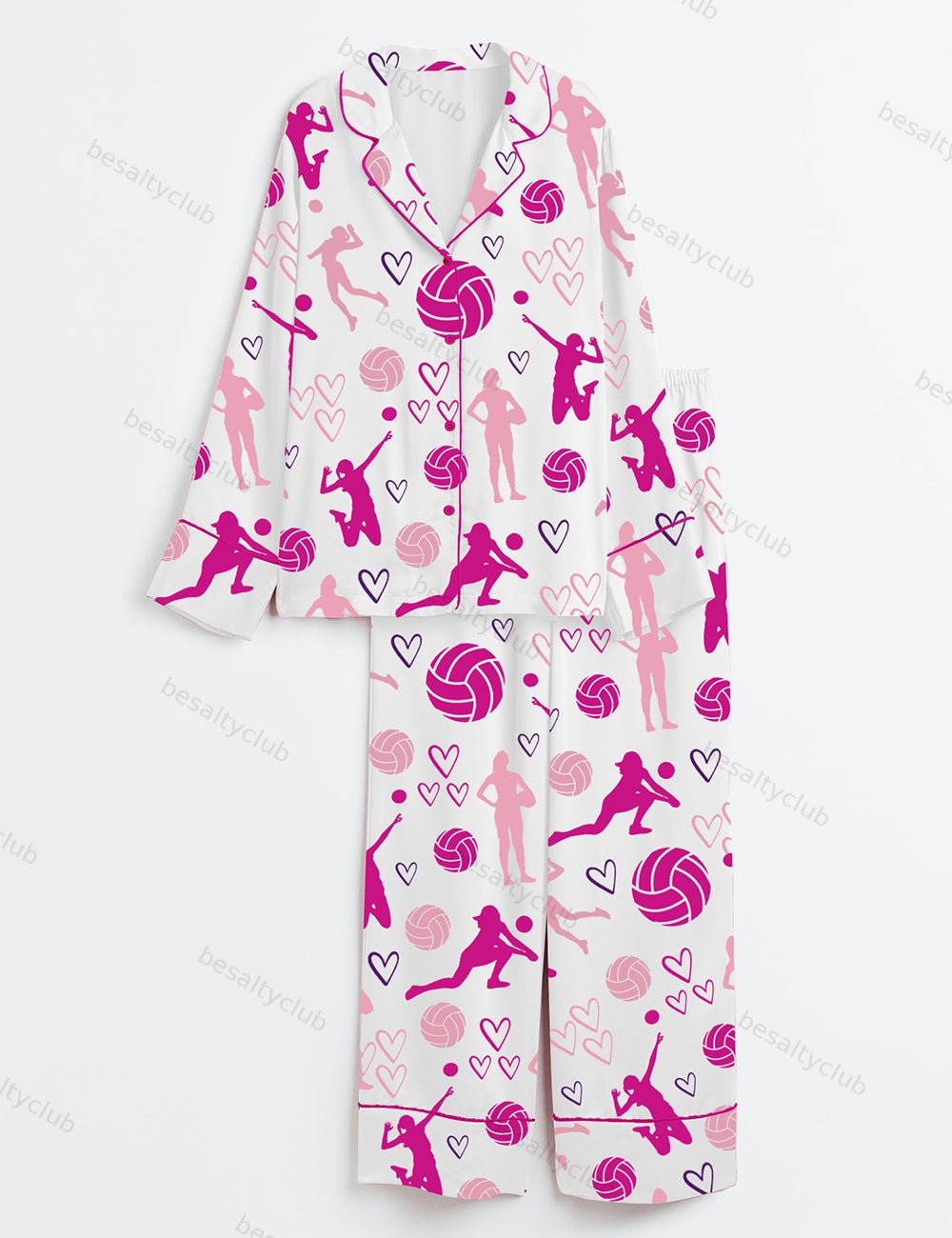 Volleyball Long Sleeve Satin Pajama Set