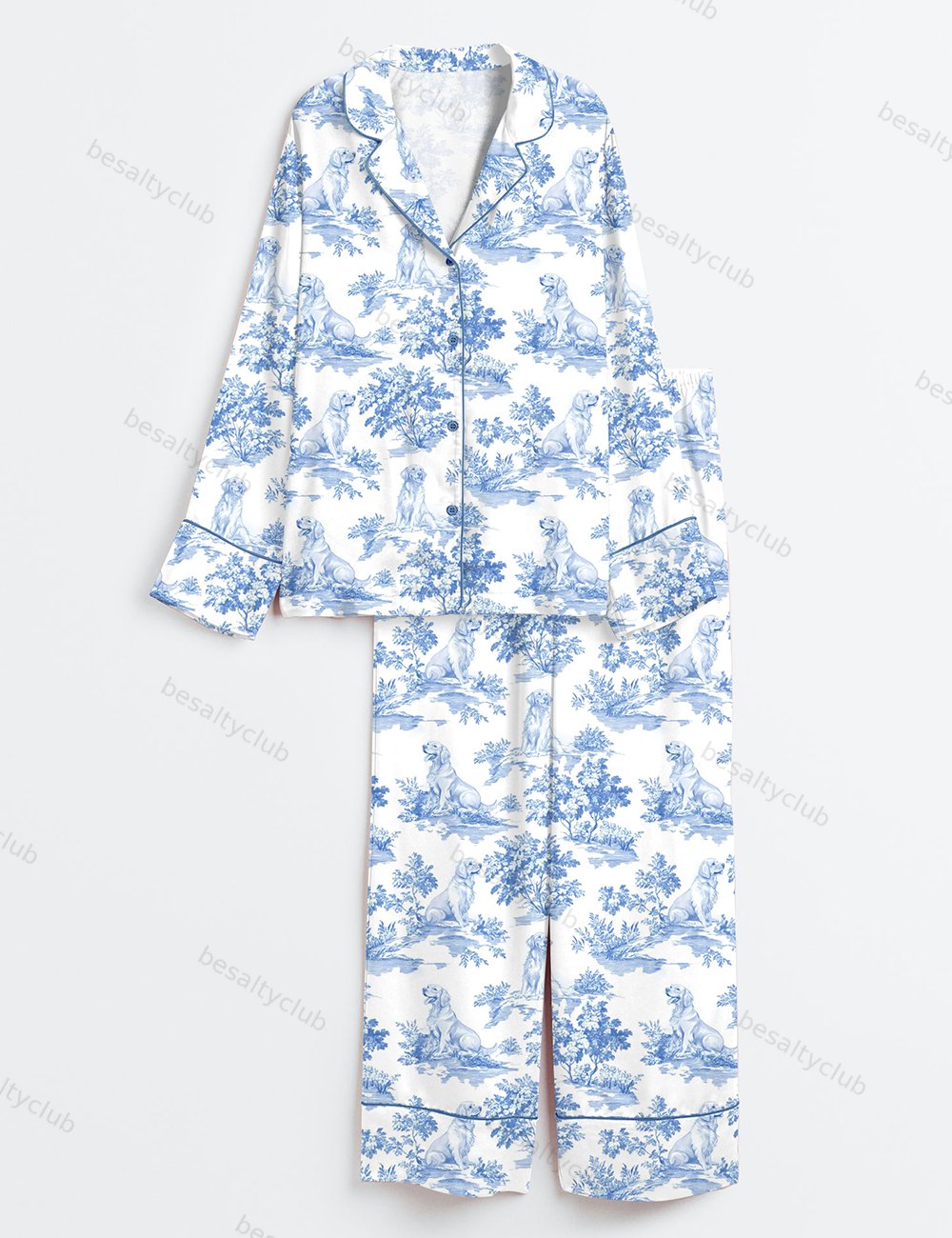 Golden Retriever Dog Lover Long Sleeve Satin Pajama Set