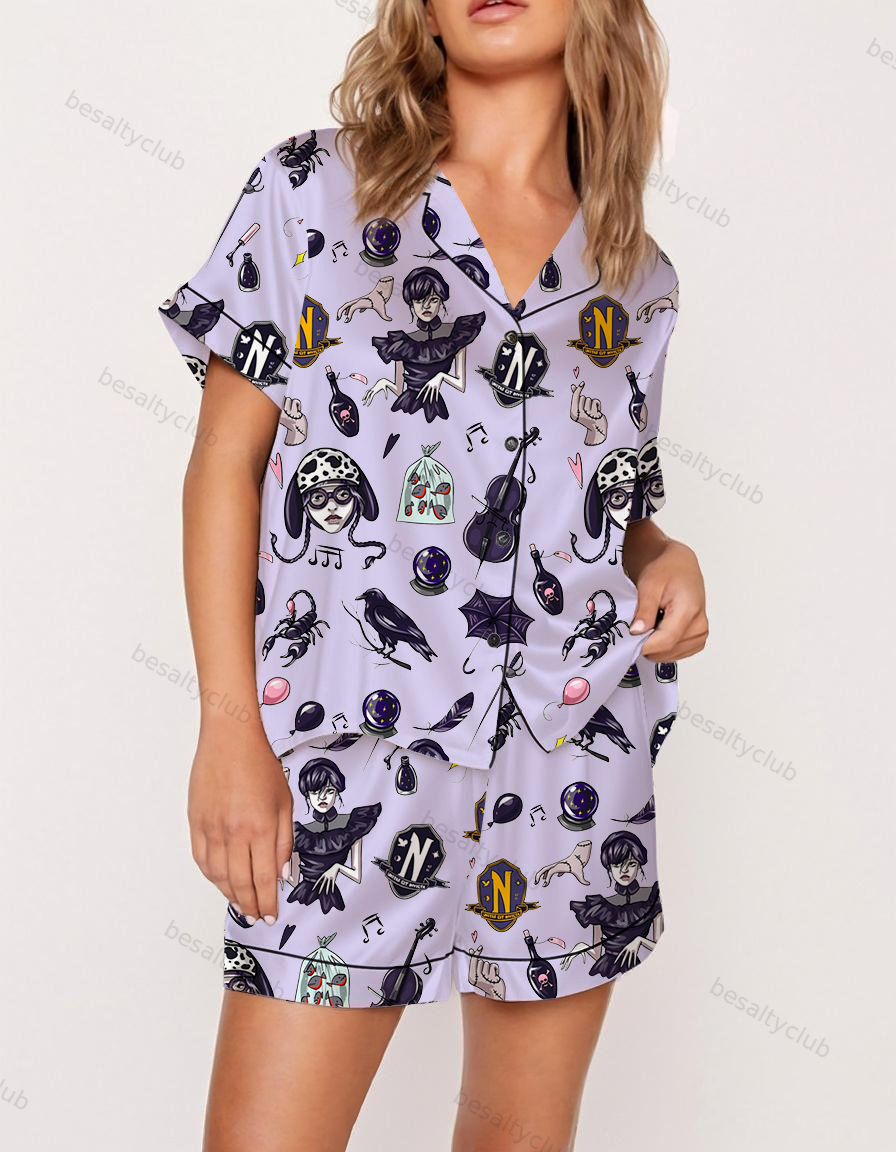 Wednesday Halloween Satin Pajama Set