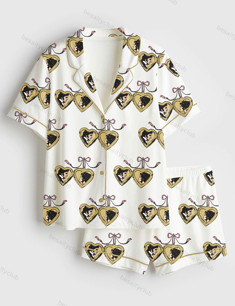 Pride and Prejudice Locket Short Sleeve Satin Pajama Set